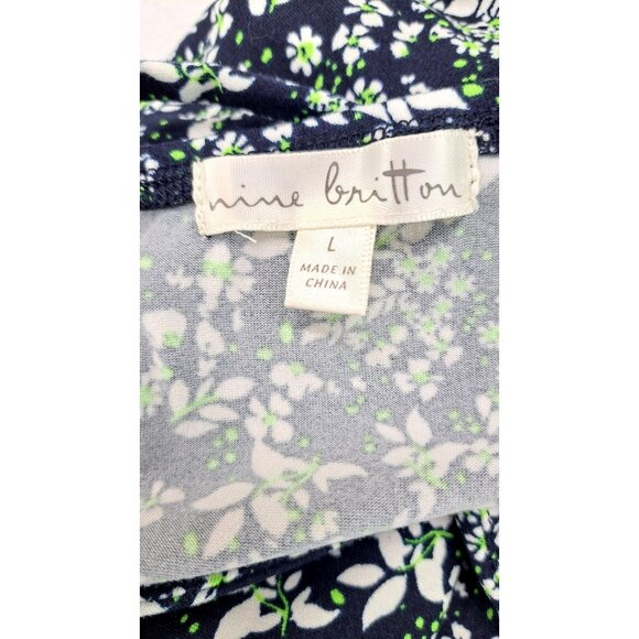 Nine Britton Lizzy Brushed Knit Dress Navy Floral Criss Cross Strap Size Large - Picture 7 of 10